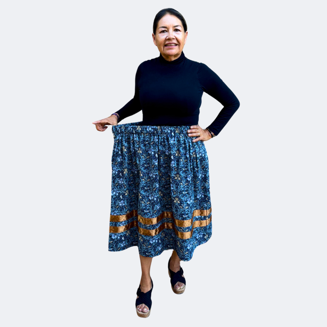 ~Midnight Bloom with Gold LV Collection~ Round Dance Style Ribbon Skirt with Functioning Pockets