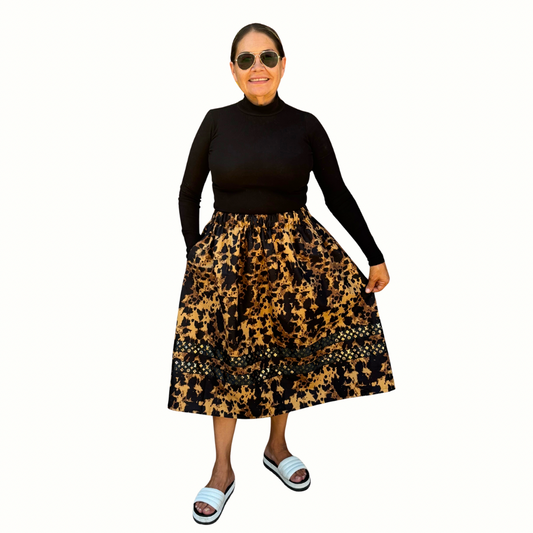 ~Golden Sky with LV Collection~ Round Dance Style Ribbon Skirt with Functioning Pockets