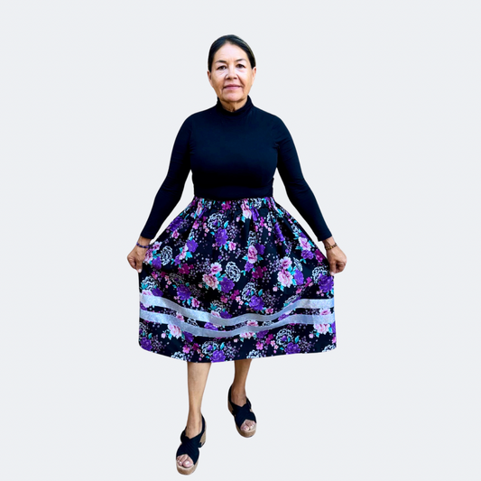 ~The Calm Serenity Sparkling Silver Collection~ Round Dance Style Ribbon Skirt with Functioning Pockets