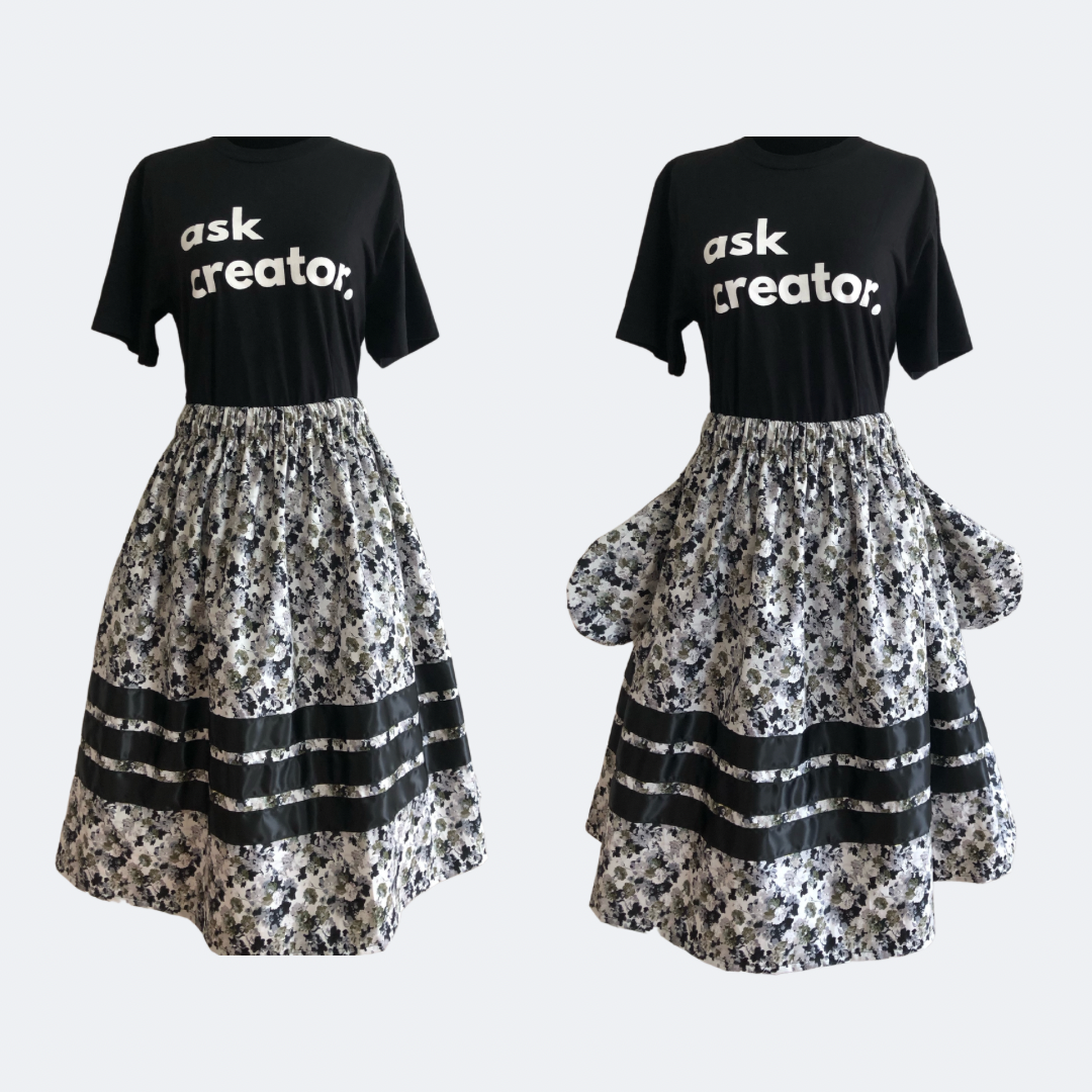 Modern Contemporary Ribbon Skirt with FUNCTIONING POCKETS Elegant