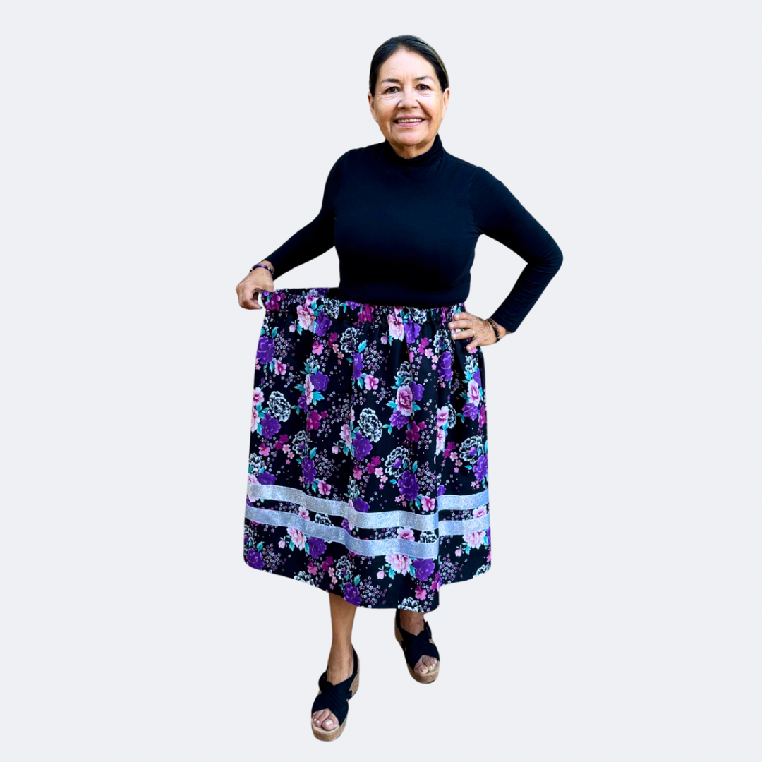 ~The Calm Serenity Sparkling Silver Collection~ Round Dance Style Ribbon Skirt with Functioning Pockets