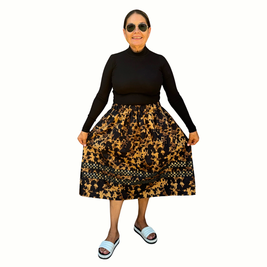 ~Golden Sky with LV Collection~ Round Dance Style Ribbon Skirt with Functioning Pockets