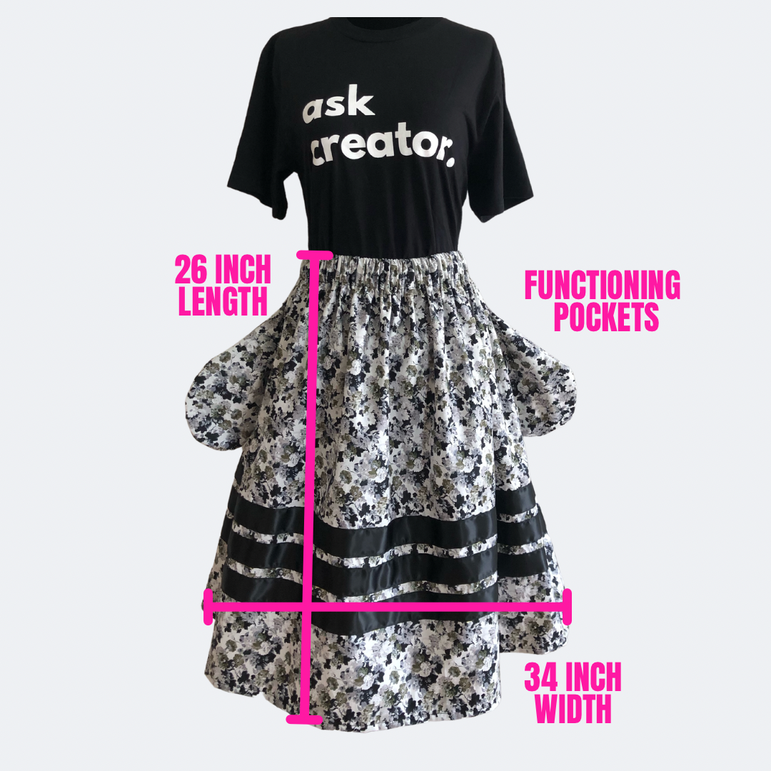 Modern Contemporary Ribbon Skirt with FUNCTIONING POCKETS Elegant