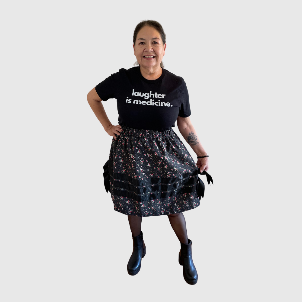 Modern Contemporary Black Ribbon Skirt