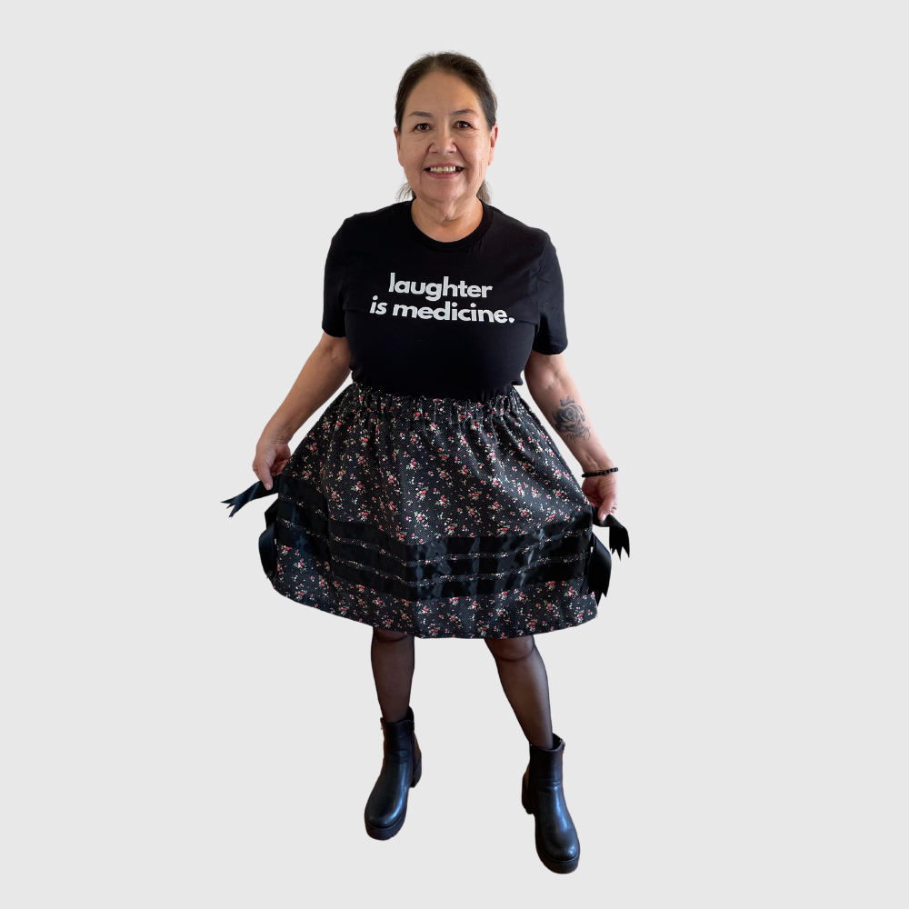 Modern Contemporary Black Ribbon Skirt